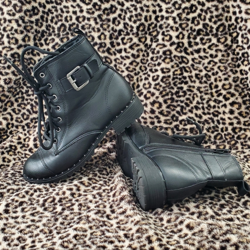 Wonder Nation Girl's Fashion Moto Combat Boots